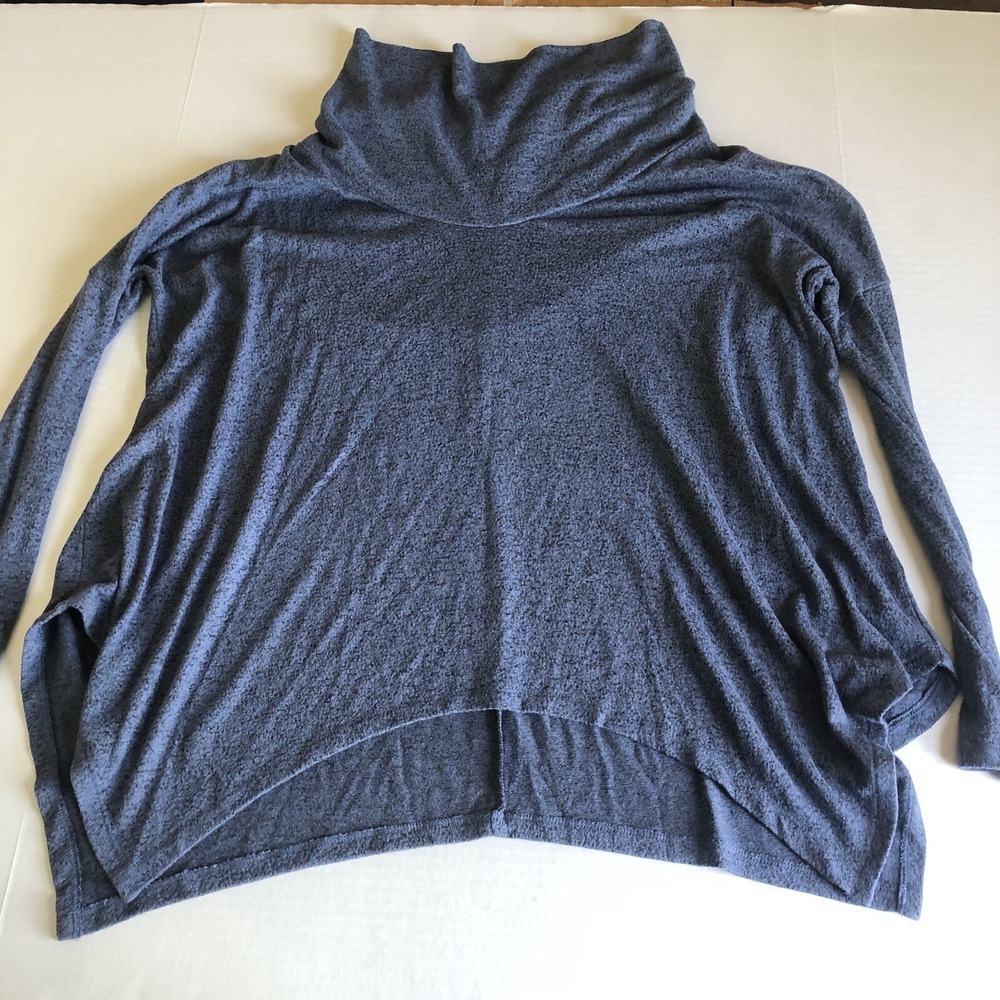 Express Blue Cowl Turtleneck Asymmetric Oversized Sweater Soft Sz XS/S A2714